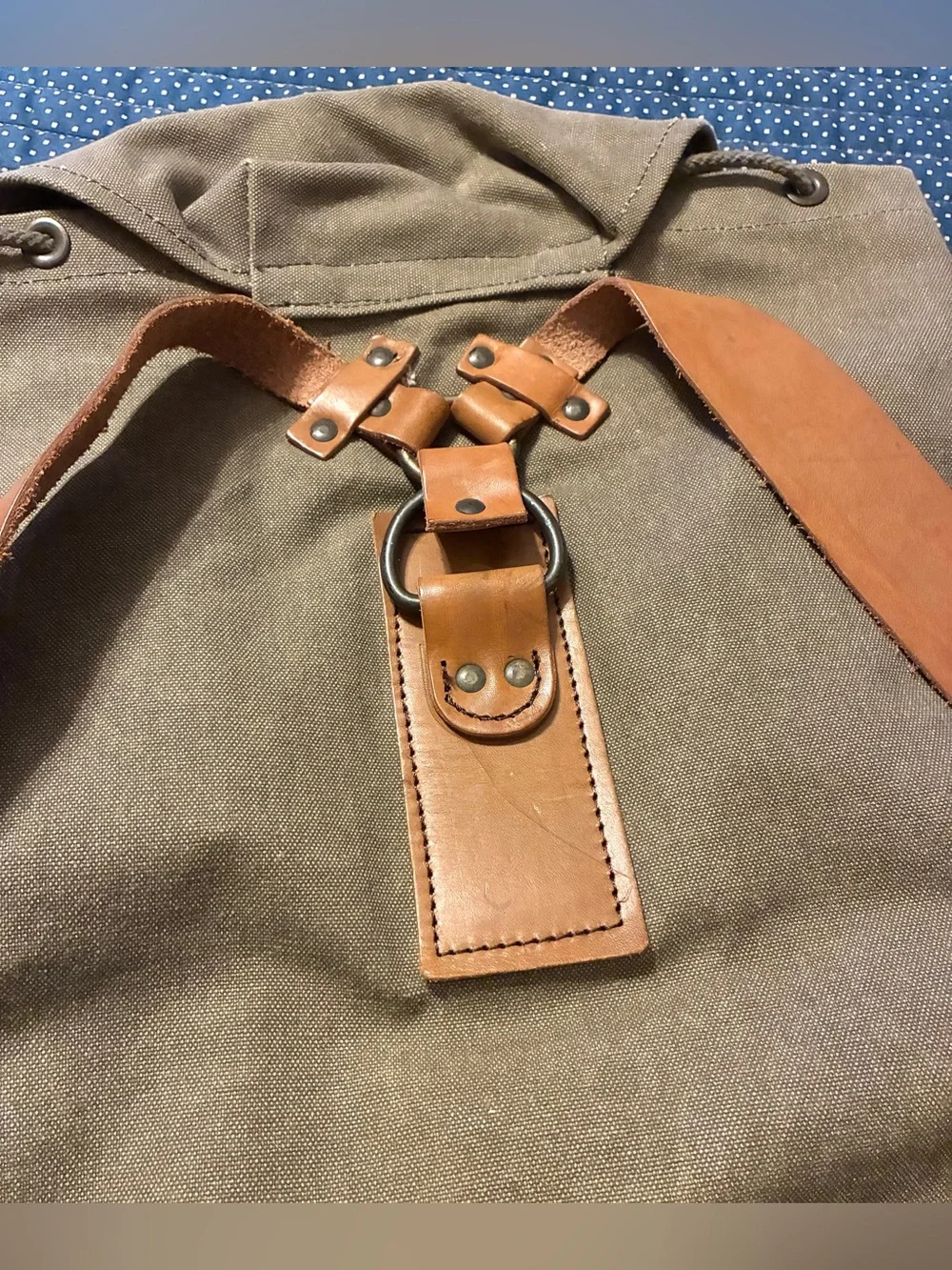 **NWOT** J. PETERMAN COMPANY HEAVY CANVAS/ LEATHER BACKPACK